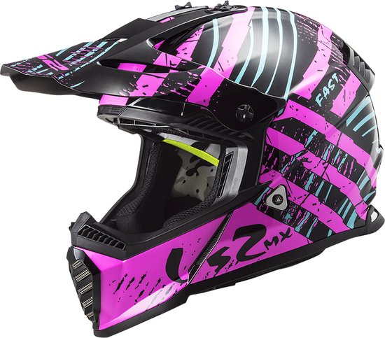 LS2 Helm Fast EVO Verve MX437 zwart / roze maat XL