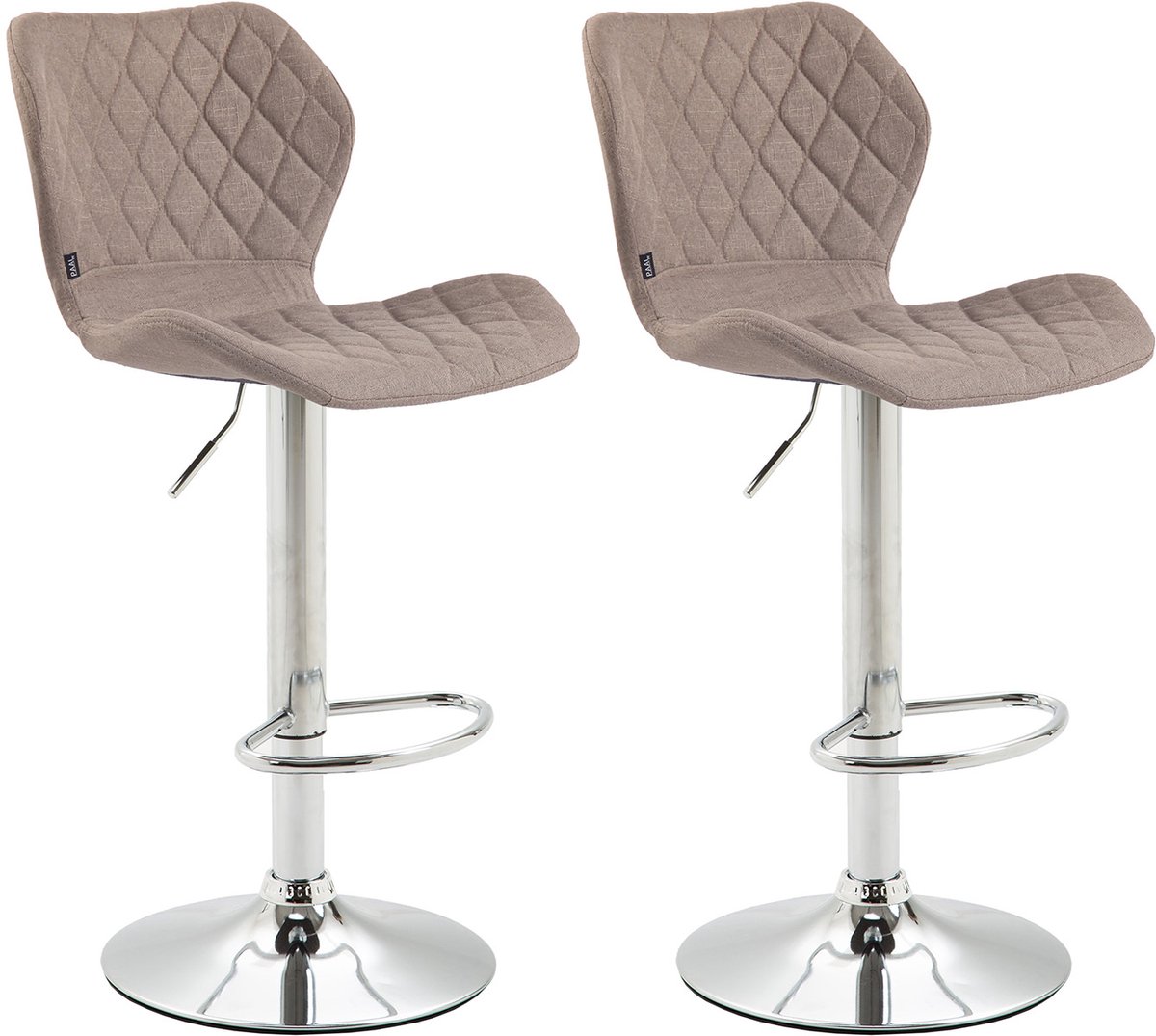 CLP Cork Set van 2 barkrukken - Stof taupe chroom