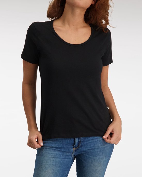 Claesen's® - Dames Loose Fit R Neck T shirt SS - Zwart - 100% Katoen