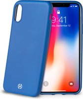 Celly Soft matt - iPhone X - Coque arrière Xs -10s - 2 couches de protection Blauw / Rouge / Argent