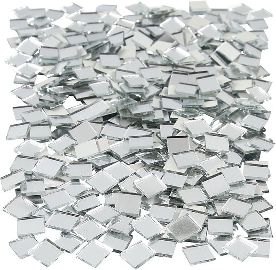 Mosaïques miroir, dim.10x10 mm, carrées, 500 pièces