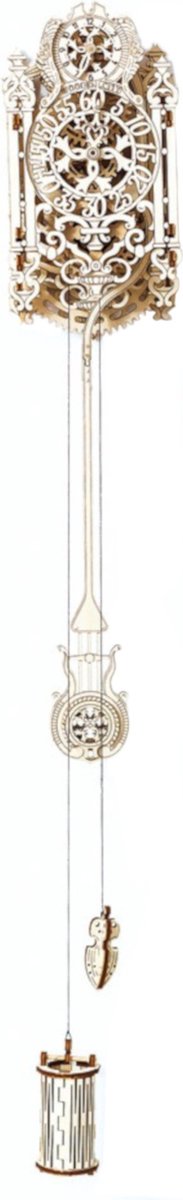 Wooden City modelbouwpakket Royal Klok hout - 1109mm hoog x 110mm breed x 101mm diep - naturel kleur