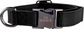 DOGA Hondenhalsband - Halsband - Gun zwart - Zwart - Vegan leer - maat S - bijpassende dispenser en riem mogelijk