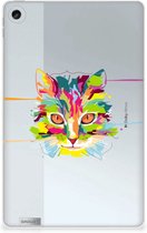 Hoes Lenovo Tab M10 Plus (3e generatie) Tablet Siliconen Backcover Cat Color met transparant zijkanten