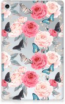 Tablethoesje met Naam Lenovo Tab M10 Plus (3e generatie) Hoes Butterfly Roses met doorzichte zijkanten