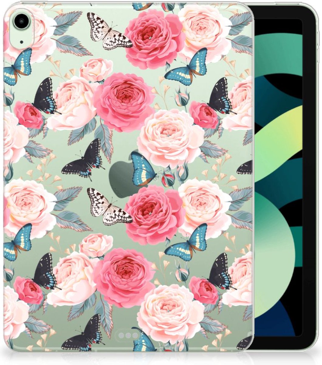 iPad Air (2020/2022) 10.9 inch Siliconen Hoesje Butterfly Roses
