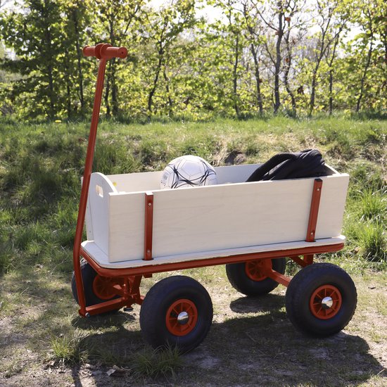 Sunny Billy Beach Wagon Bolderkar Rood - Blank hout - Bolderwagen met luchtbanden - 94x61x97cm van Sunny Billy — afbeelding 4