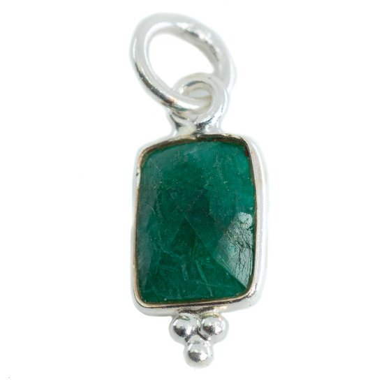 Edelsteen Hanger Smaragd (gekleurd) Rechthoek – Zilver – 8 mm