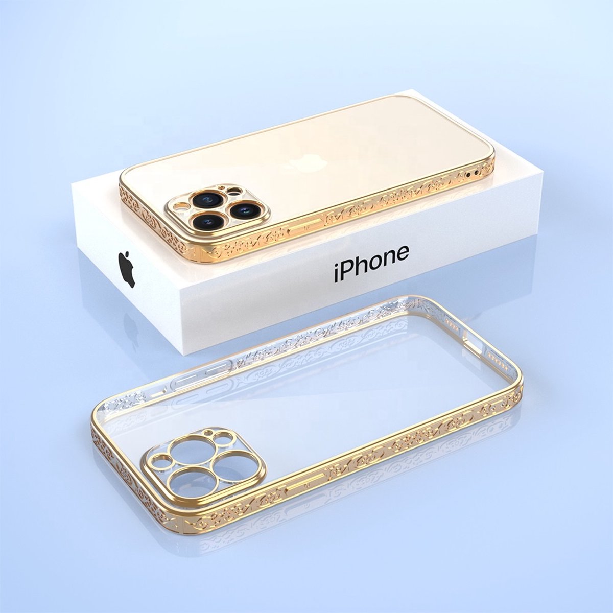 Smartphonica iPhone 13 hoesje met 3D metallic opdruk - Goud geschikt voor iPhone 13