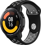 Strap-it Siliconen sport bandje - geschikt voor Xiaomi Watch S1 (Active/Pro) / Watch 2 Pro / Watch S3 / Xiaomi Mi Watch / Amazfit Balance / Bip 5 - zwart/grijs