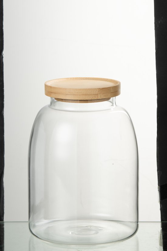 JLine Pot In Glas Tom Glas/Bamboo Transparant/Naturel Medium