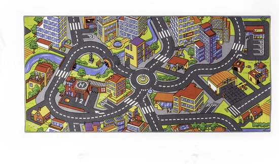 Luchthaven speelmat, tapijt voor luchthavenvliegtuig speelgoed, antislip wasbaar speelkleed, vloermat voor slaapkamer, woonkamer, speelkamer tapijt (A, 120 x 180 cm
