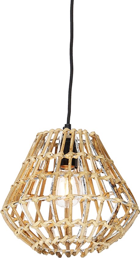 QAZQA diamondcanna - Landelijke Hanglamp - 1 lichts - Ø 26 cm - Naturel - Woonkamer | Slaapkamer | Keuken