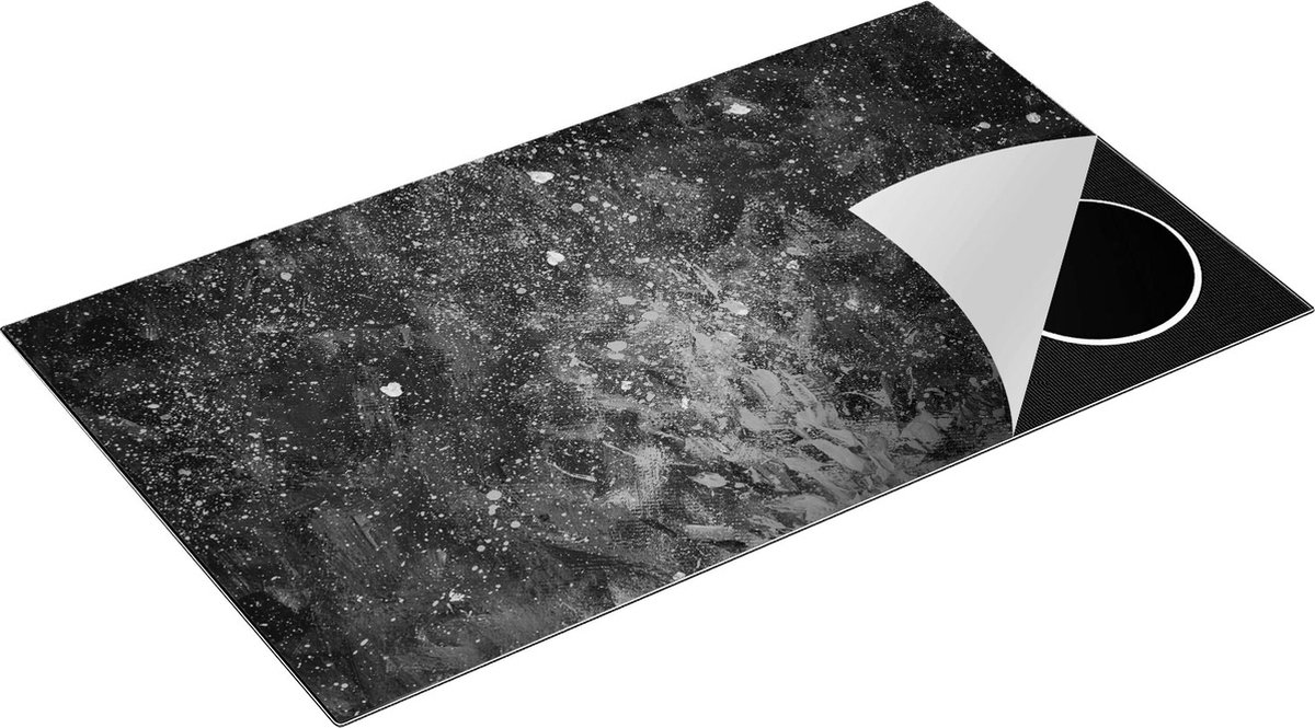 Chefcare Inductie Beschermer Abstracte Kunst - Vuur in de Nacht - Zwart Wit - 90x52 cm - Afdekplaat Inductie - Kookplaat Beschermer - Inductie Mat