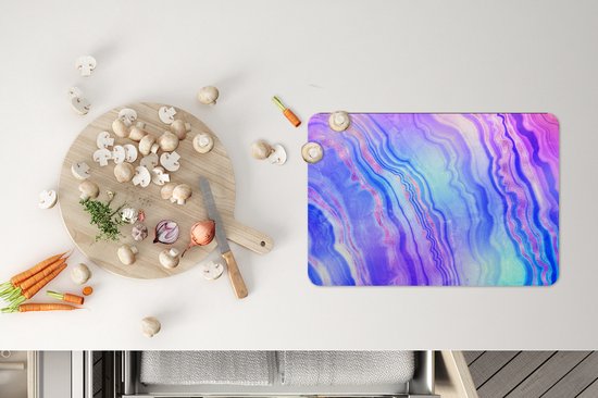 Set de table - Napperons de table en plastique - Néon - Pierres précieuses - Agate - 45x30 cm - 6 pièces - Résistant à la chaleur - Antidérapant - Coussinet - Amovible