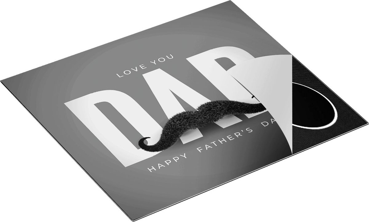 Chefcare Inductie Beschermer Love You Dad - Vaderdag - Papa - Zwart Wit - 60x52 cm - Afdekplaat Inductie - Kookplaat Beschermer - Inductie Mat