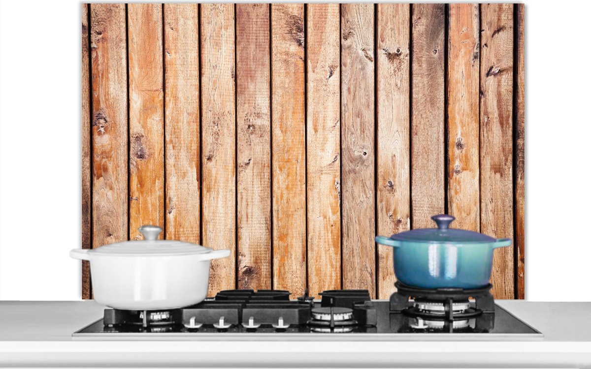 Spatscherm keuken - Wanddecoratie - OSB - Hout - Plank - Keuken - Spatwand - 100x65 cm