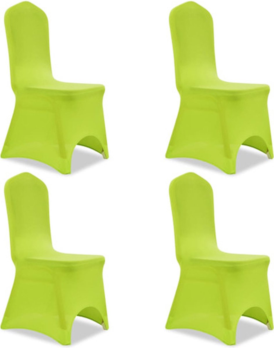 vidaXL Stoelhoes - stretch - 4 - stuks - groen appeltjesgroen