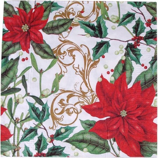 Ambiente Kerstservetten - 40x - rood - 33 x 33 cm - 3 laags - kerst