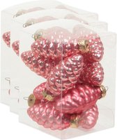 36x Dennenappel kersthangers/kerstballen bubblegum roze van glas - 6 cm - mat/glans - Kerstboomversiering