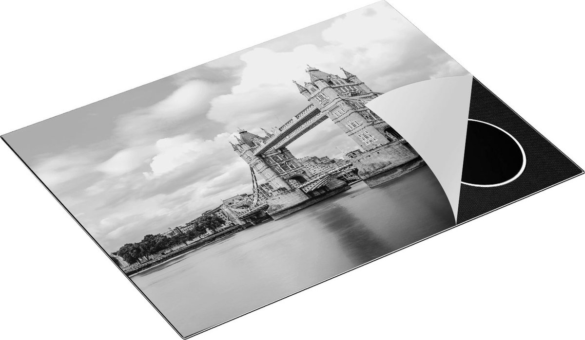 Chefcare Inductie Beschermer Tower Bridge in Londen - Zwart Wit - 70x55 cm - Afdekplaat Inductie - Kookplaat Beschermer - Inductie Mat