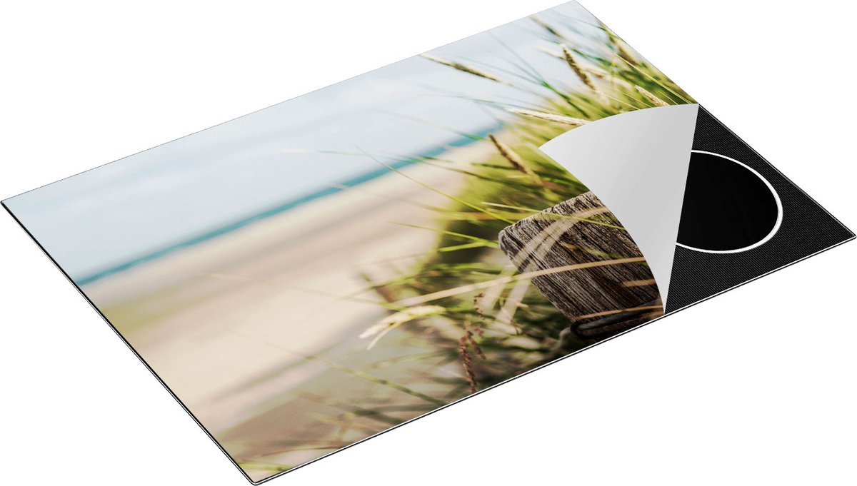 Chefcare Inductie Beschermer Strand en Zee op Achtergrond - 75x50 cm - Afdekplaat Inductie - Kookplaat Beschermer - Inductie Mat