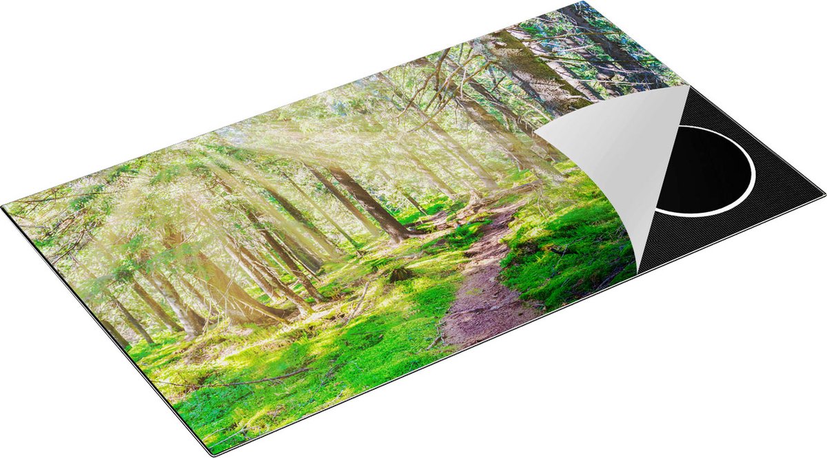 Chefcare Inductie Beschermer Pad in Bos met Zon tussen de Bomen - 90x55 cm - Afdekplaat Inductie - Kookplaat Beschermer - Inductie Mat