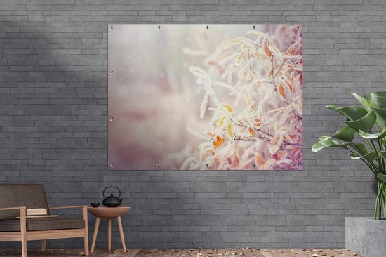 Tableau jardin hiver - Affiche jardin - Toile jardin - Neige - Branches - Nature - Hiver - Décoration de jardin - 160x120 cm
