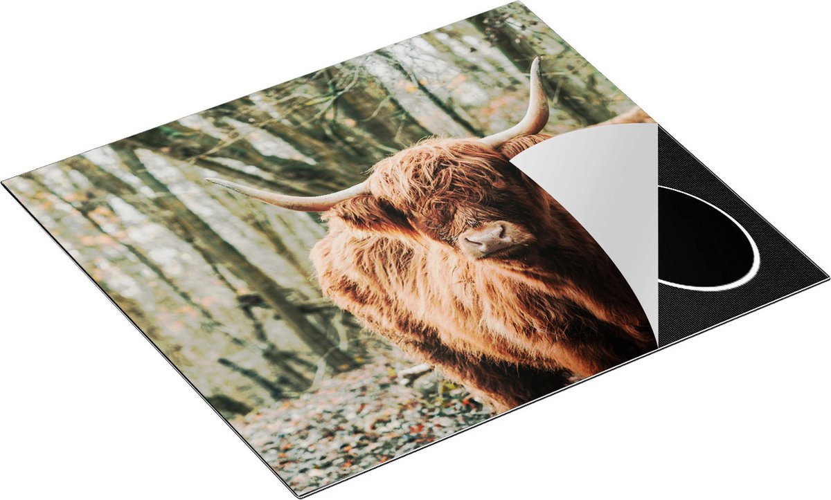 Chefcare Inductie Beschermer Schotse Hooglander in de Bossen - 60x55 cm - Afdekplaat Inductie - Kookplaat Beschermer - Inductie Mat