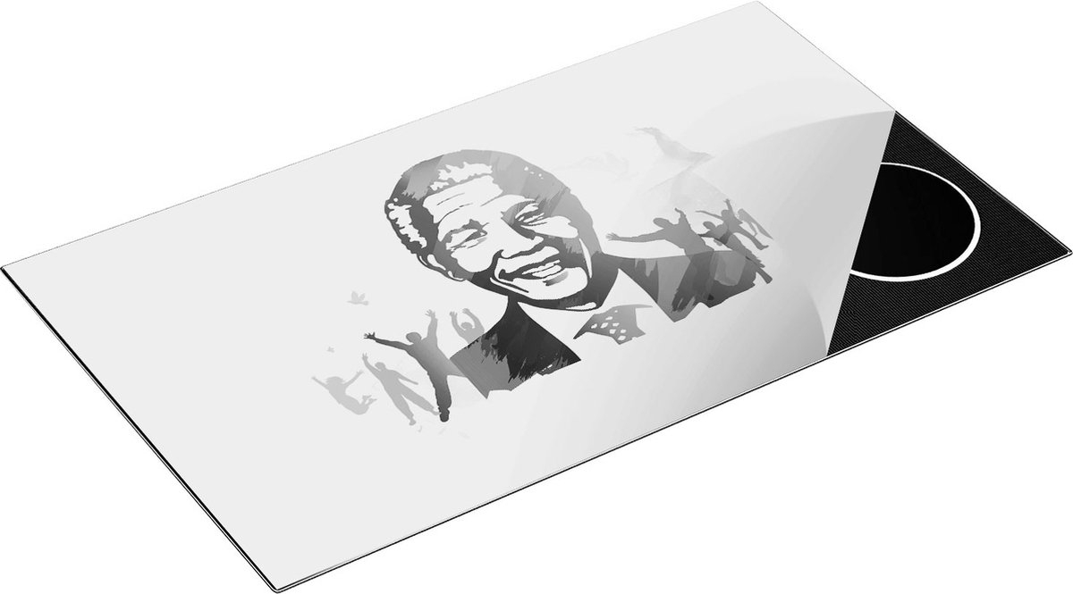 Chefcare Inductie Beschermer Nelson Mandela - Zwart Wit - 90x52 cm - Afdekplaat Inductie - Kookplaat Beschermer - Inductie Mat