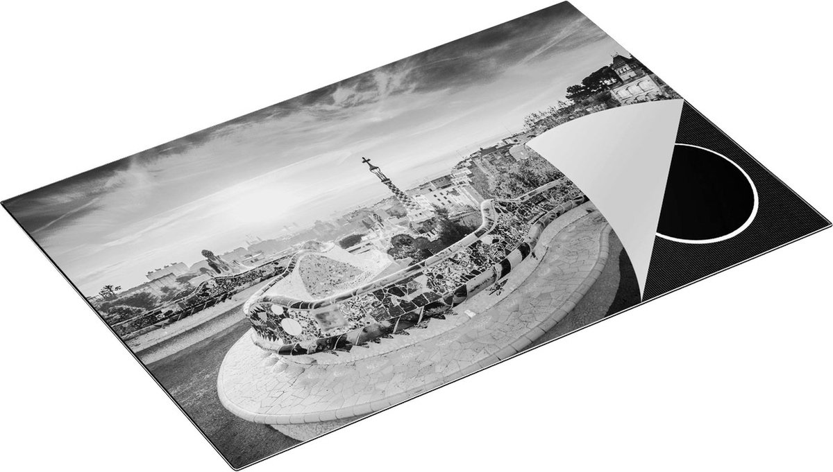 Chefcare Inductie Beschermer Park Güell in Barcelona - Zwart Wit - 80x50 cm - Afdekplaat Inductie - Kookplaat Beschermer - Inductie Mat