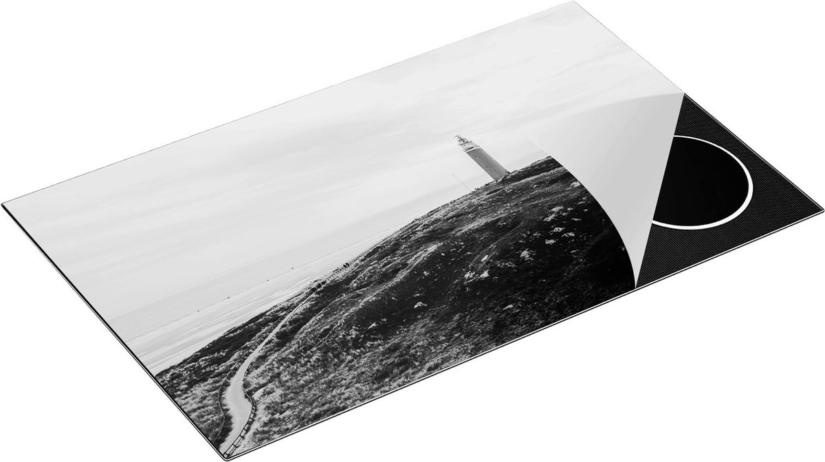 Chefcare Inductie Beschermer Vuurtoren Texel - Zwart Wit - 85x52 cm - Afdekplaat Inductie - Kookplaat Beschermer - Inductie Mat