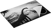 Chefcare Inductie Beschermer Dinosauriërs in het Water - Dino's - Zwart Wit - 85x52 cm - Afdekplaat Inductie - Kookplaat Beschermer - Inductie Mat