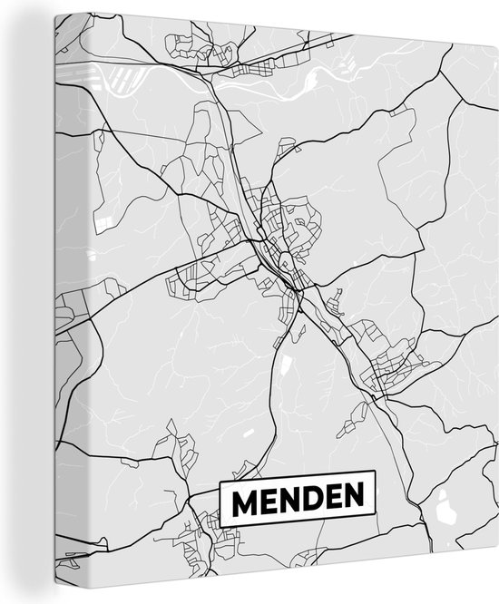 Peinture sur Toile Plan de Ville - Allemagne - Menden - Carte - Plan d'Etage - 90x90 cm - Décoration murale