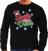 Foute Kersttrui / sweater - Santa is a little drunk - zwart voor heren - kerstkleding / kerst outfit XXL