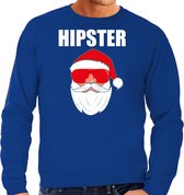 Foute Kerst sweater / Kerst trui Hipster Santa blauw voor heren- Kerstkleding / Christmas outfit S