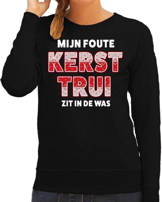 Foute kersttrui / sweater Mijn foute kersttrui zit in de was zwart voor dames - kerstkleding / christmas outfit M