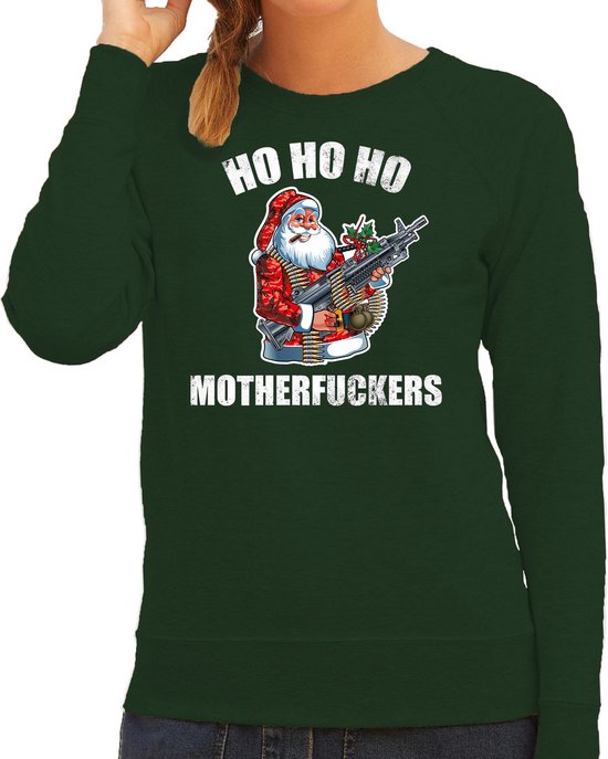 Foto: Hohoho motherfuckers foute kersttrui groen dames kerstsweaters kerst outfit s