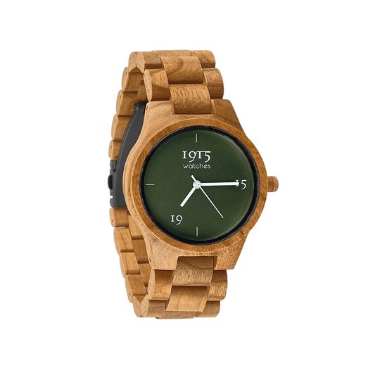 1915 montre origine dunes - 38 mm | montres pour femmes | montre en bois | vert