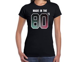 Eighties feest t-shirt / shirt made in the 80s - zwart - voor dames - dance kleding / 80s feest shirts / verjaardags shirt / outfit M