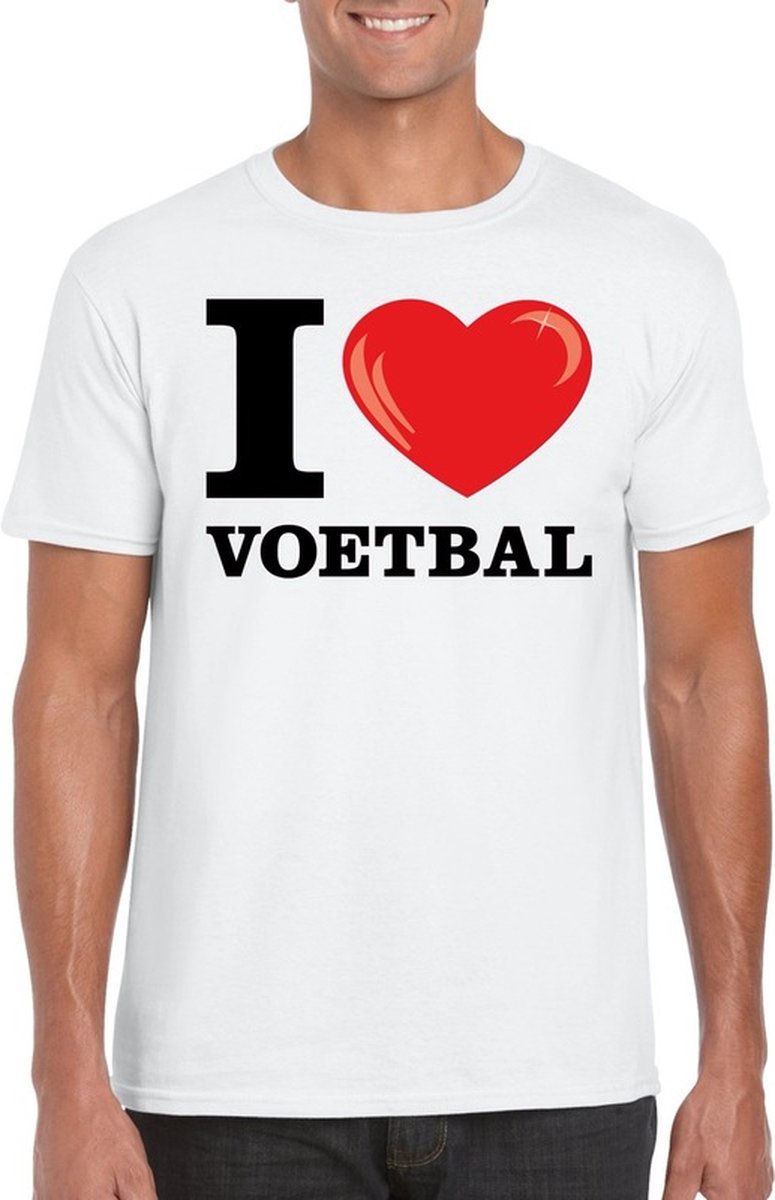 I love voetbal t-shirt wit heren S