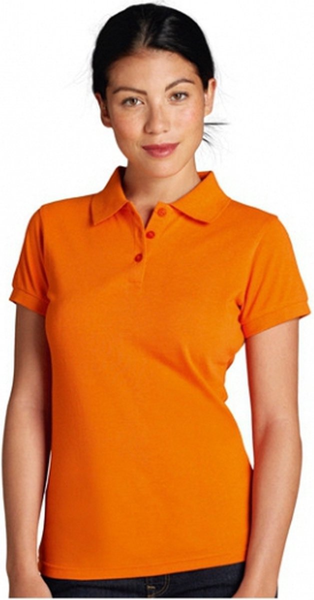 Lemon & Soda Oranje dames poloshirt - korte mouwen - 100% katoen - 200 grams - normal fit - supporters kleding XL