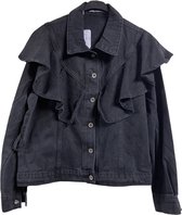 Jeans vest, jeans jas, zwart, met riem, one size