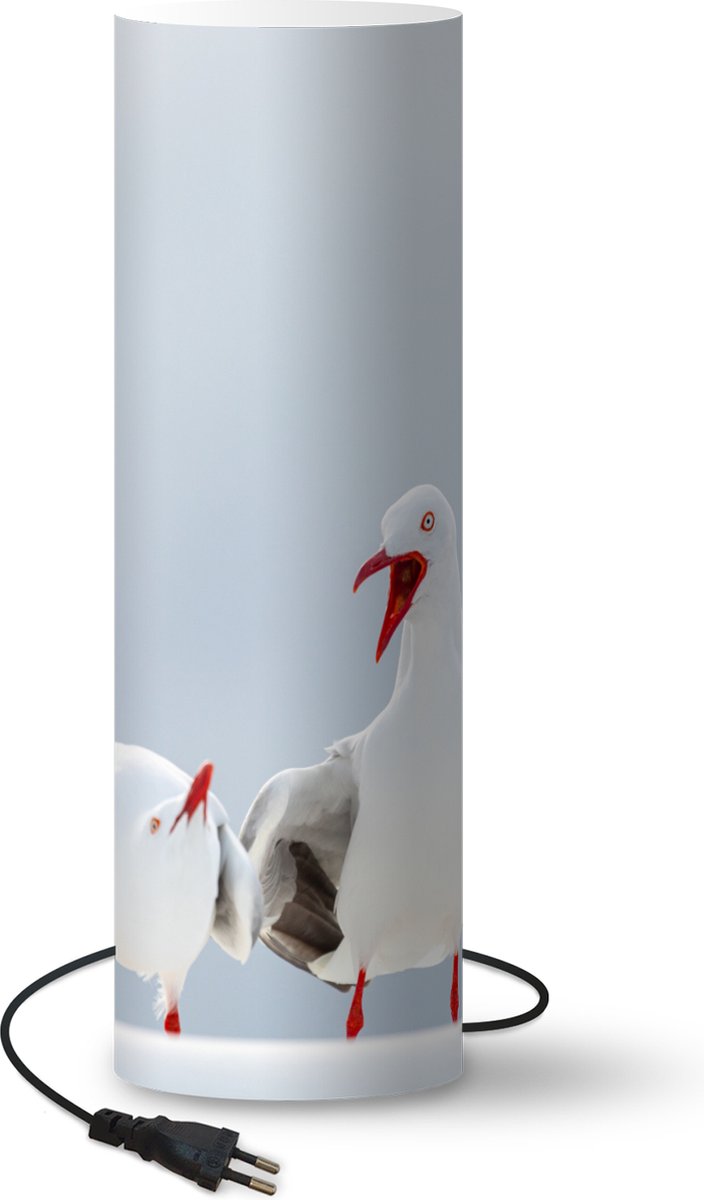 Lamp - Nachtlampje - Tafellamp slaapkamer - Zeemeeuwen in gesprek - 50 cm hoog - Ø15.9 cm - Inclusief LED lamp