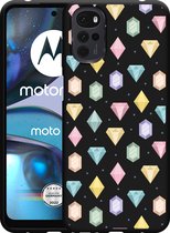 Motorola Moto G22 Hoesje Zwart Diamonds - Designed by Cazy