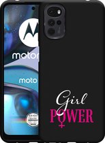 Motorola Moto G22 Hoesje Zwart Girl Power - Designed by Cazy