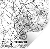 Muurstickers - Sticker Folie - Stadskaart - Tourcoing - Plattegrond - Kaart - Frankrijk - Zwart wit - 50x50 cm - Plakfolie - Muurstickers Kinderkamer - Zelfklevend Behang - Zelfklevend behangpapier - Stickerfolie