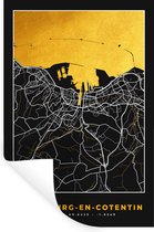 Muurstickers - Sticker Folie - Kaart – Stadskaart – Cherbourg-en-Cotentin - Plattegrond – Frankrijk - 40x60 cm - Plakfolie - Muurstickers Kinderkamer - Zelfklevend Behang - Zelfklevend behangpapier - Stickerfolie