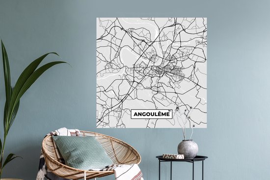 Stickers muraux - Plan de Ville - France - Plan - Angoulême - Plan - 100x100 cm - Film Adhésif XXL