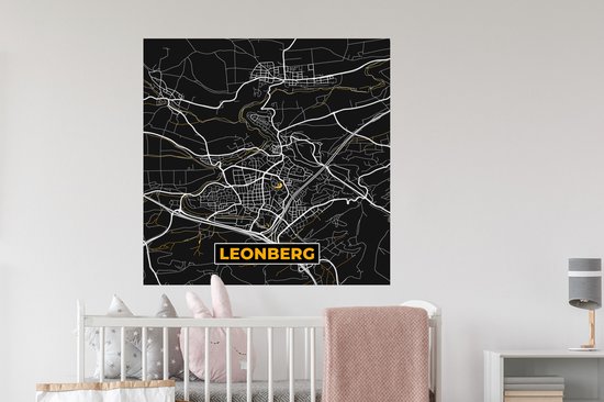 Stickers muraux - Or - Allemagne - Carte - Or - Plan de la ville - Carte - Leonberg - 100x100 cm - Feuille adhésive XXL
